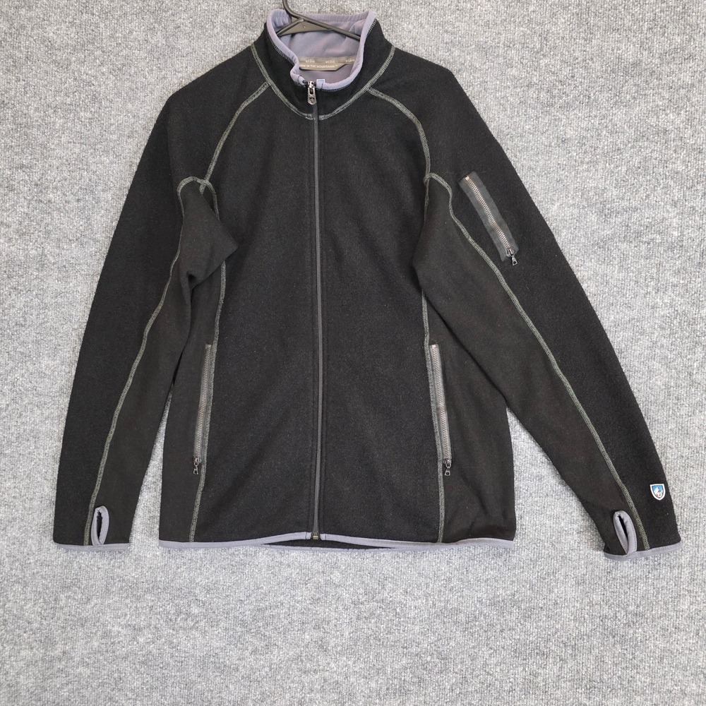 KUHL Jacket Mens Medium Black Alfpaca Kashmira Fleece Full Zip Outdoors Hiking